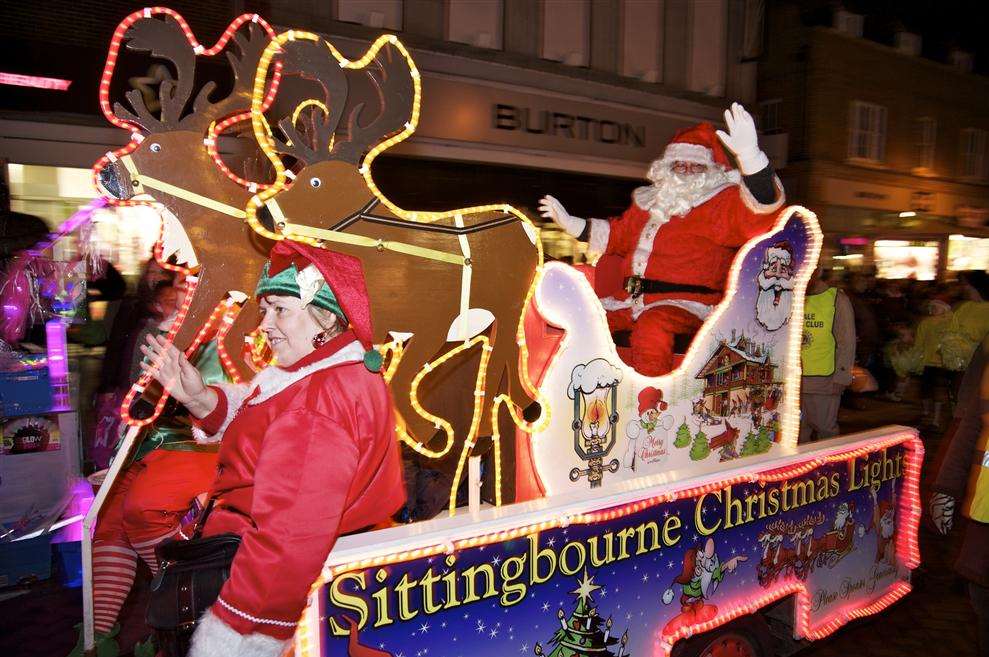 Santa arriving in the High Street at last year's lights switch on