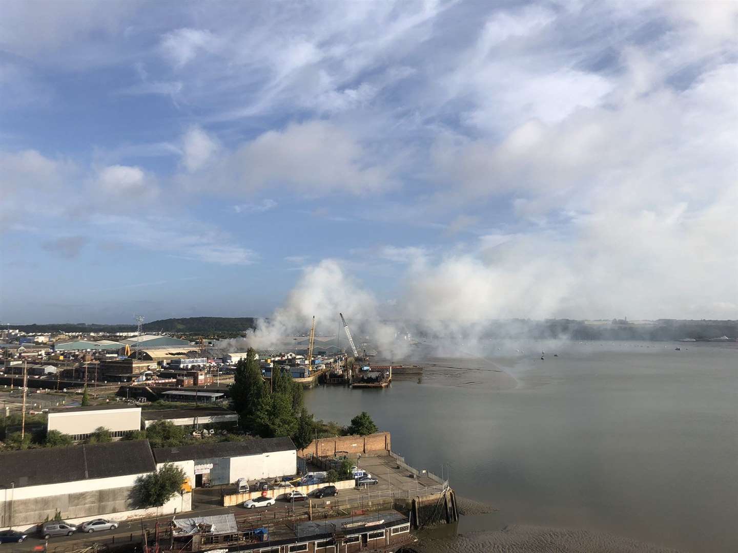 Smoke coming from the blaze at Chatham Docks could be seen from miles around. Picture: @GillsSteve