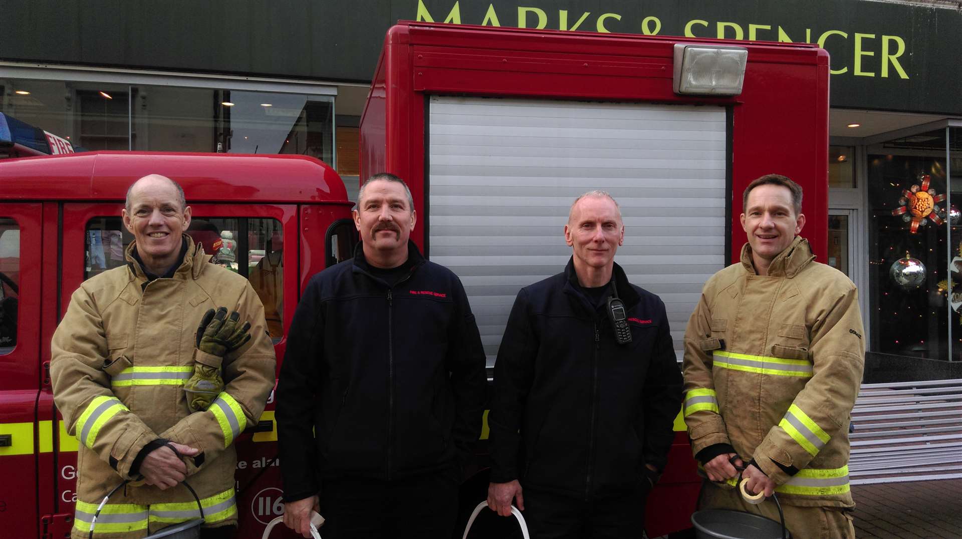 Deal firemen Jamie Dodd, Paul Copley, Craig Sheridan and Paul Evans during the Christmas collections