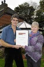 Wendy and Neil Burrows of Alkham Court Farmhouse with their award