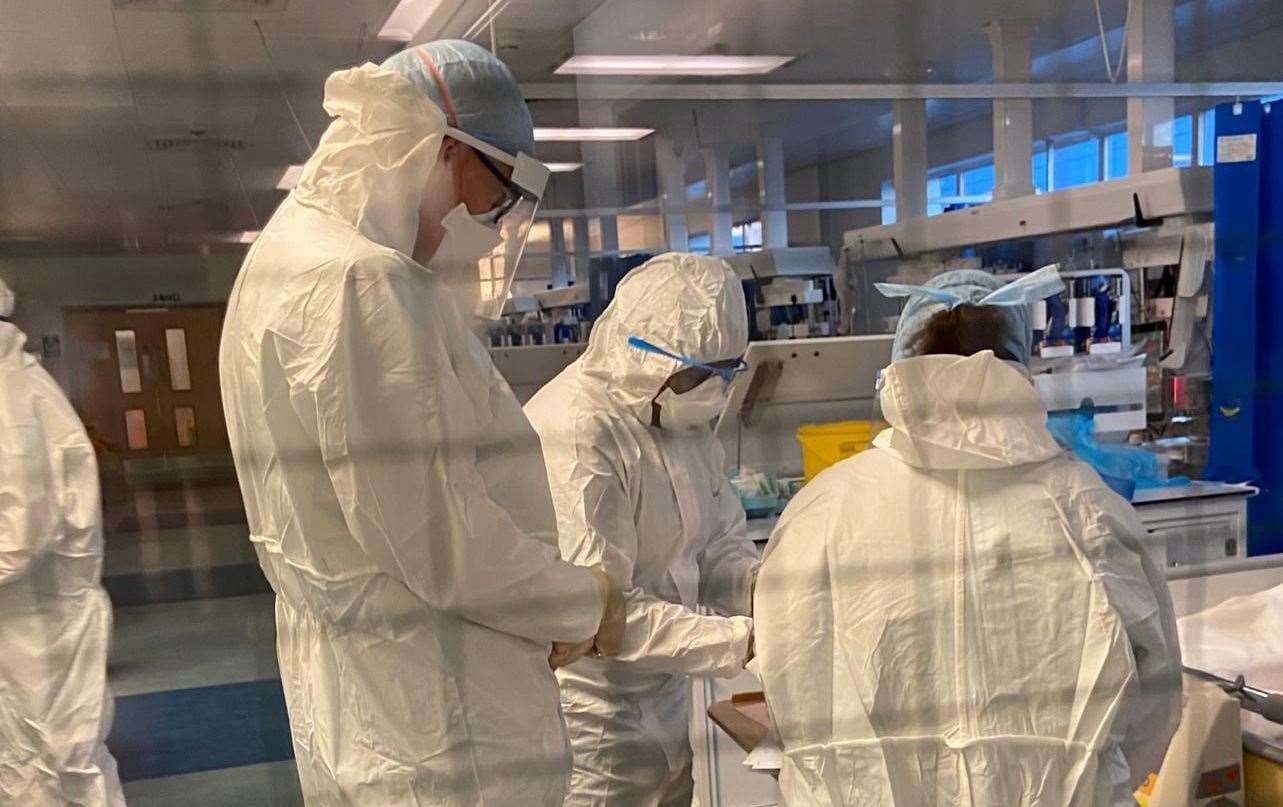 NHS staff at Darent Valley Hospital treating Covid-19 positive patients in PPE, which some of Kent's leading doctors say is not being provided for GPs