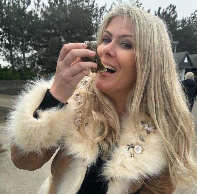 Janey indulged in oysters at Whitstable Harbour Market. Picture: Instagram/janeybombshell