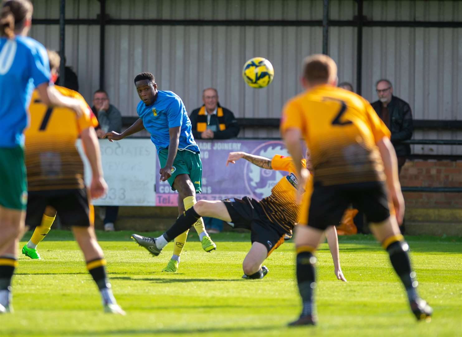 Omarr Lawson scores on his Ashford debut in the win at Littlehampton. Picture: Ian Scammell
