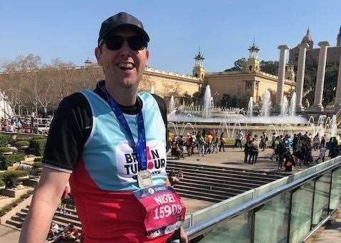 Mr French ran the Barcalona Marathon for the Brain Tumor Charity. Photo: Nigel French