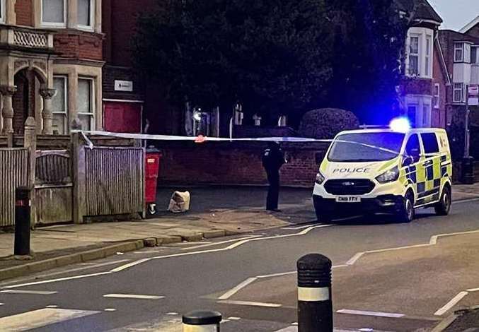 Police outside a house near Grange Road, Gravesend. Picture: KMG