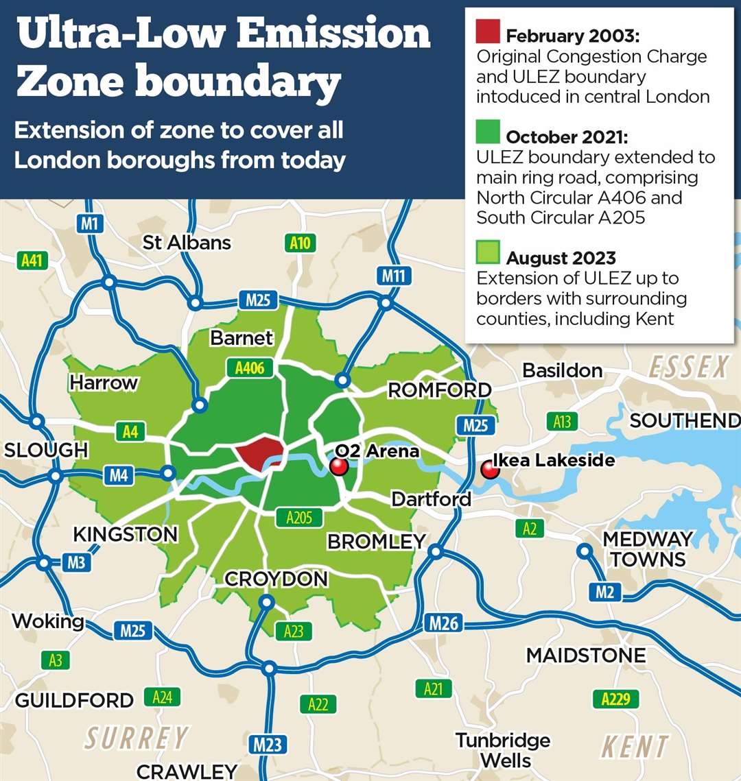 The ULEZ boundary now covers all London boroughs, as of August 29