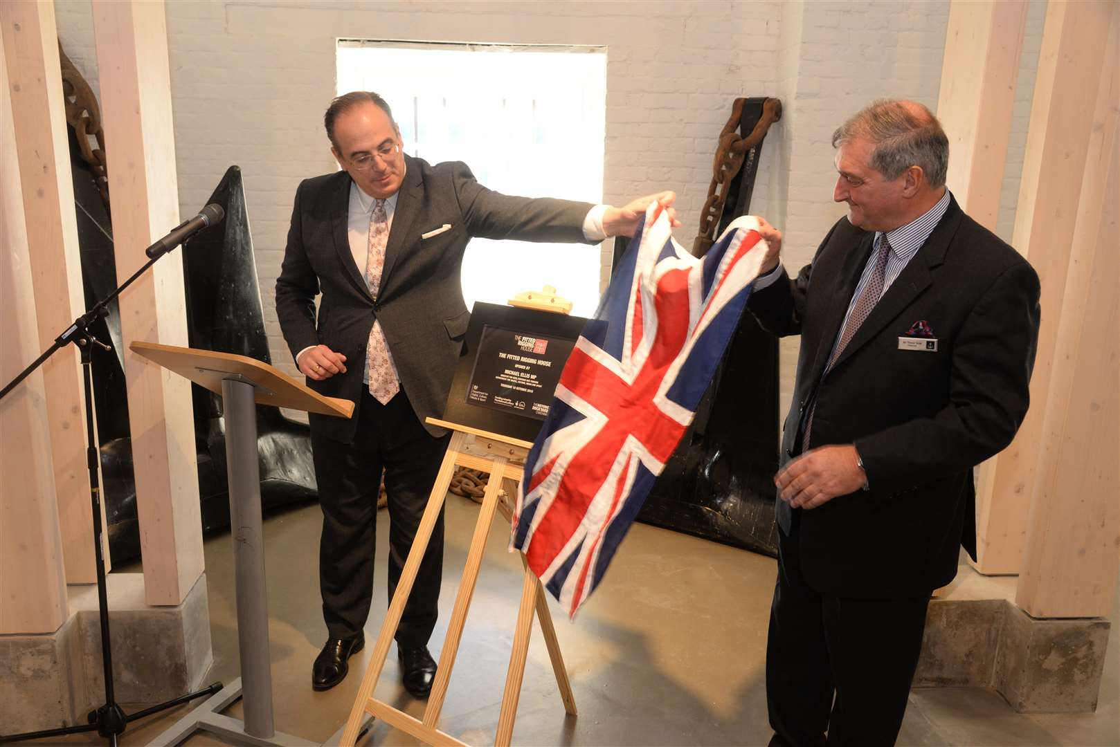Digital, Arts, Heritage and Tourism Minister Michael Ellis opens The Fitted Rigging House with Chairman of the Trust Admiral Sir Trevor Soar at the Historic Dockyard on Thursday. Picture: Chris Davey .. (4891856)