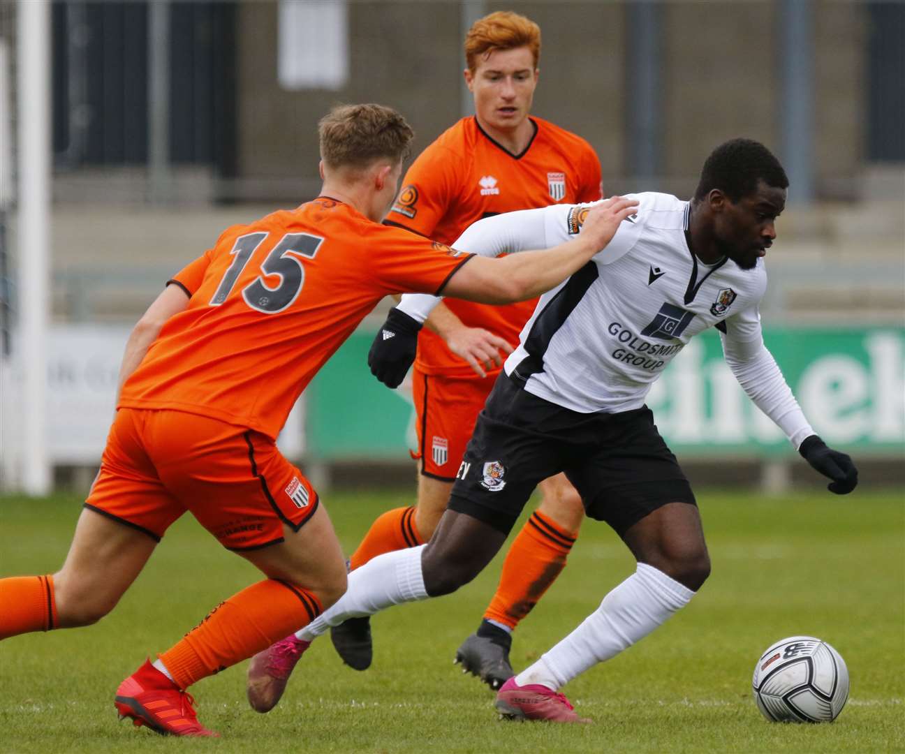 Dartford's Jacob Berkeley-Agyepong is tracked by Bath's Jason Pope. Picture: Andy Jones (42742928)