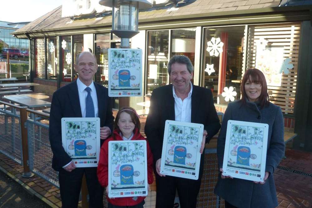 McDonald's franchisee Paul Crocker, Kristan-Lee Kruger, MP Gordon Henderson and Milstead and Frinsted's head of school Katherine Baker