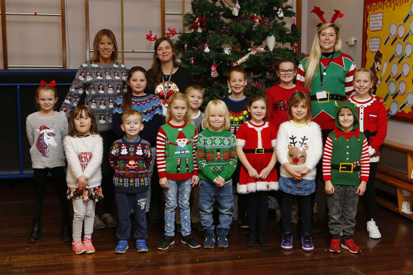 Staff and children in their Christmas jumpers at East Peckham Primary School last year