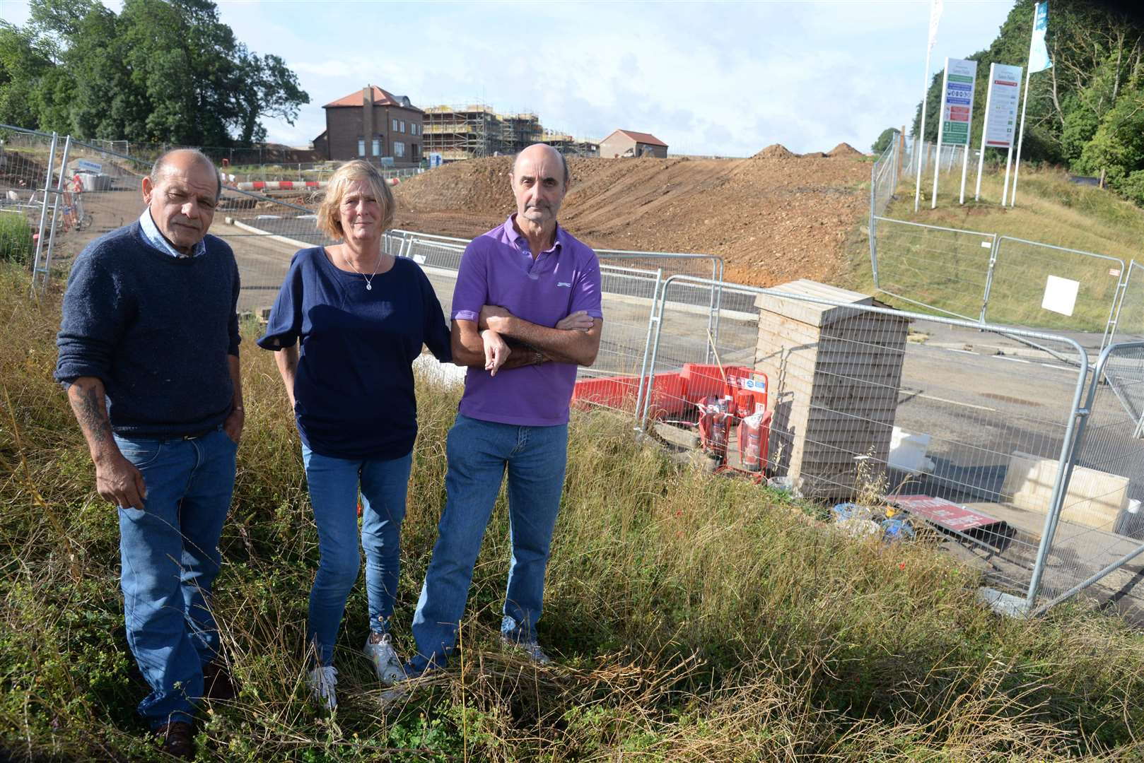 Sylvester Stankovitch, Anne Hills and Gary Smith outside the development site in Cockering Road, Canterbury. Picture: Chris Davey