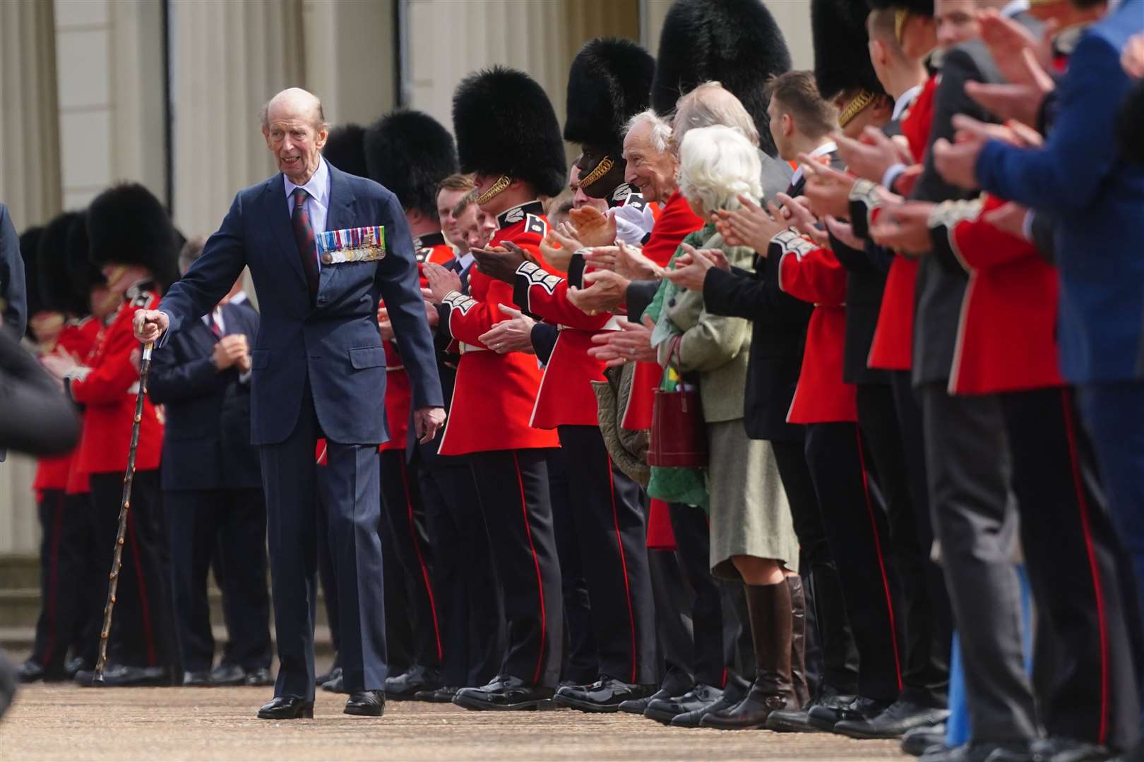 The 88-year-old royal was applauded as he left the Black Sunday parade (Victoria Jones/PA)