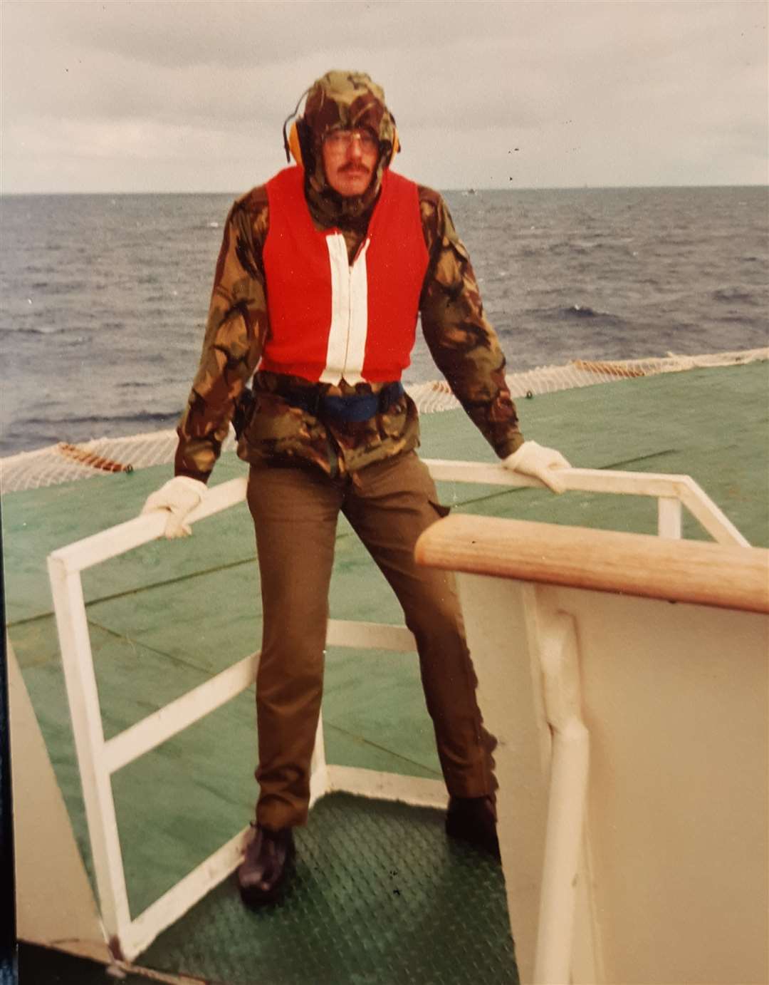 Brian Short at sea during the conflict, 1982. From his book The Band That Went to War