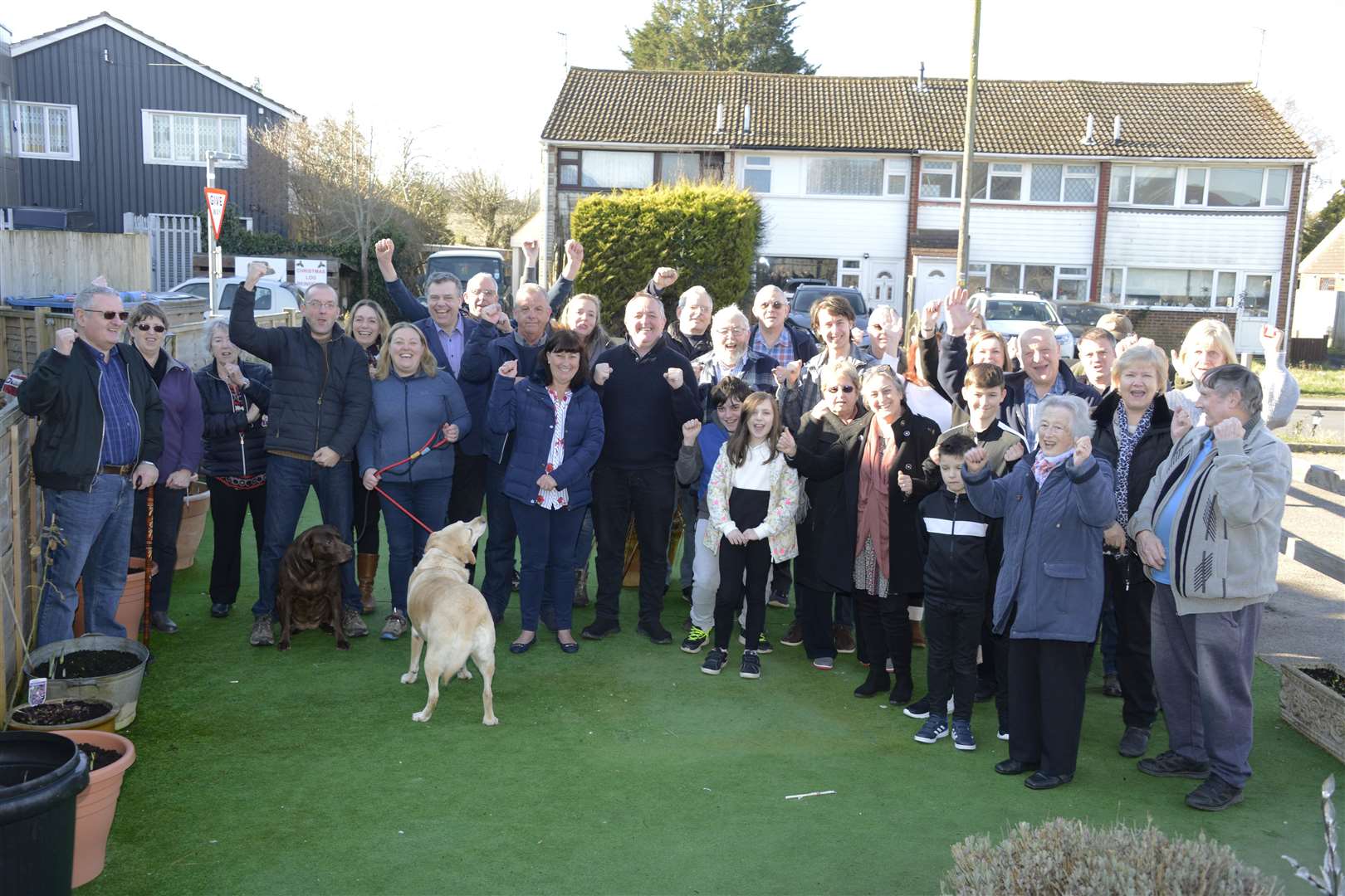 The Kingsnorth Residents Association pictured outside the Queen's Head pub. Picture: Paul Amos