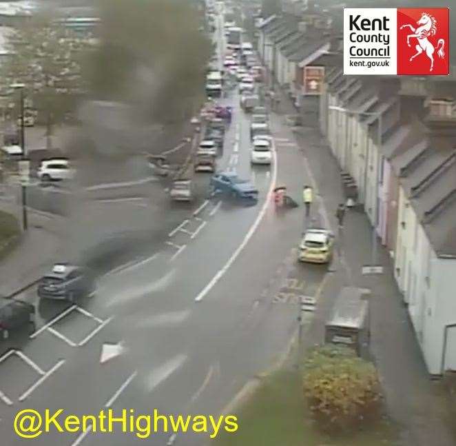 The A28 Sturry Road in Canterbury is blocked following a crash. Picture: Kent Highways
