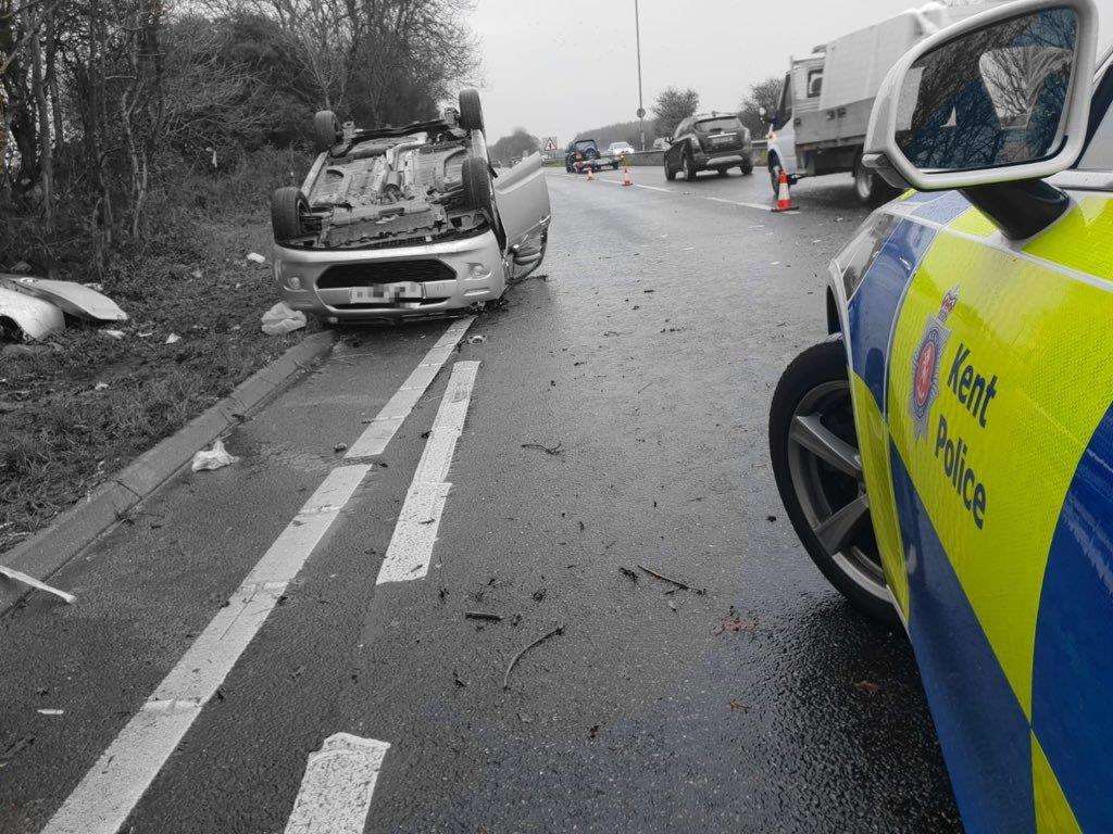 The crash on the A249. Picture: Kent Police