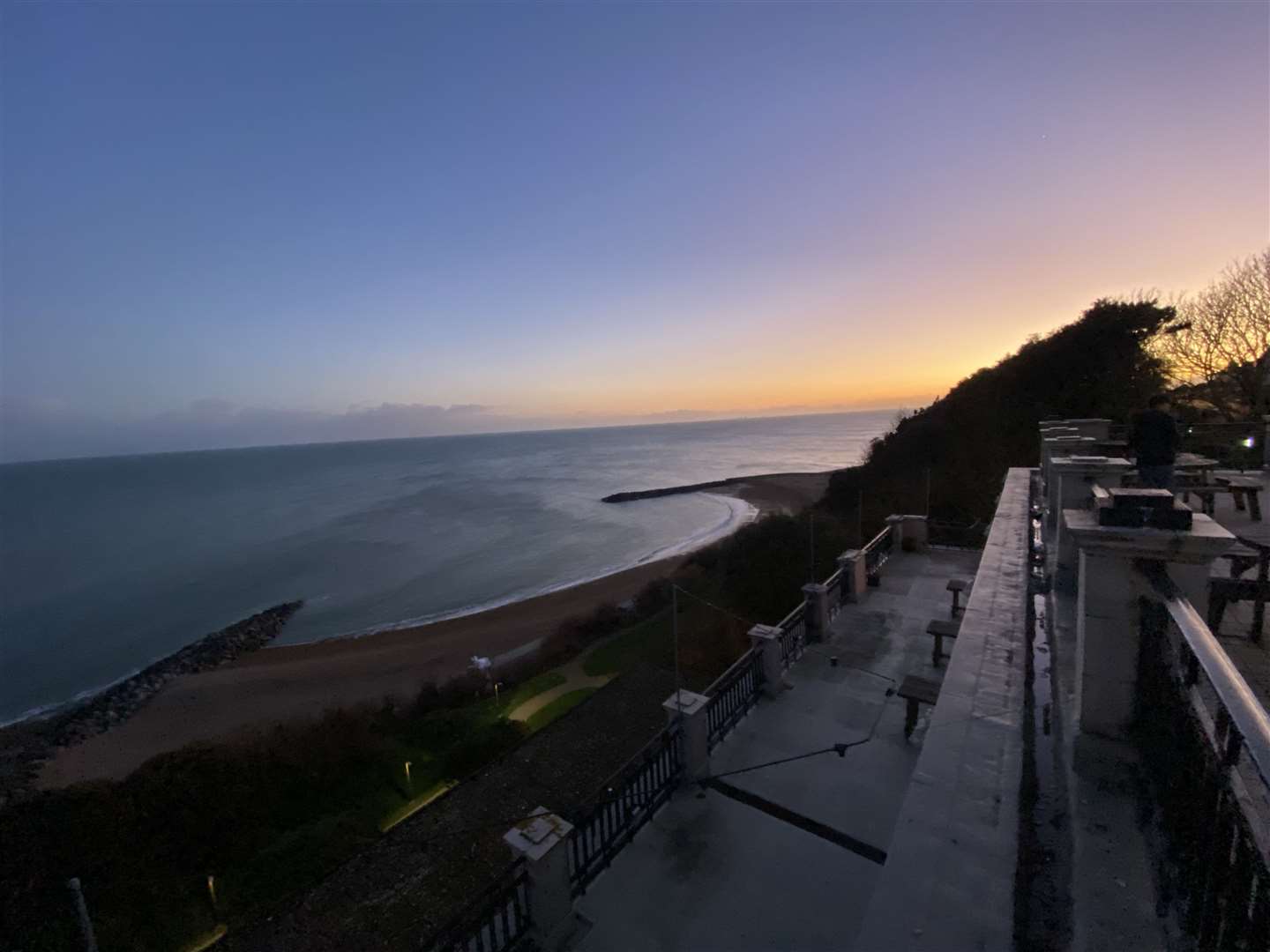 The sun sets on another day in Folkestone - the terror of the night is about to begin