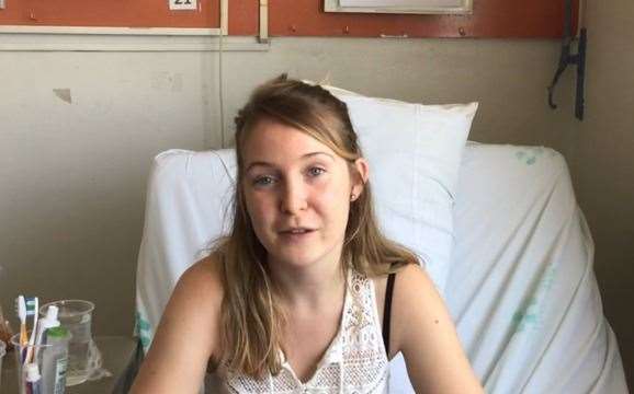 Hannah Farley-Hills in hospital in Chile