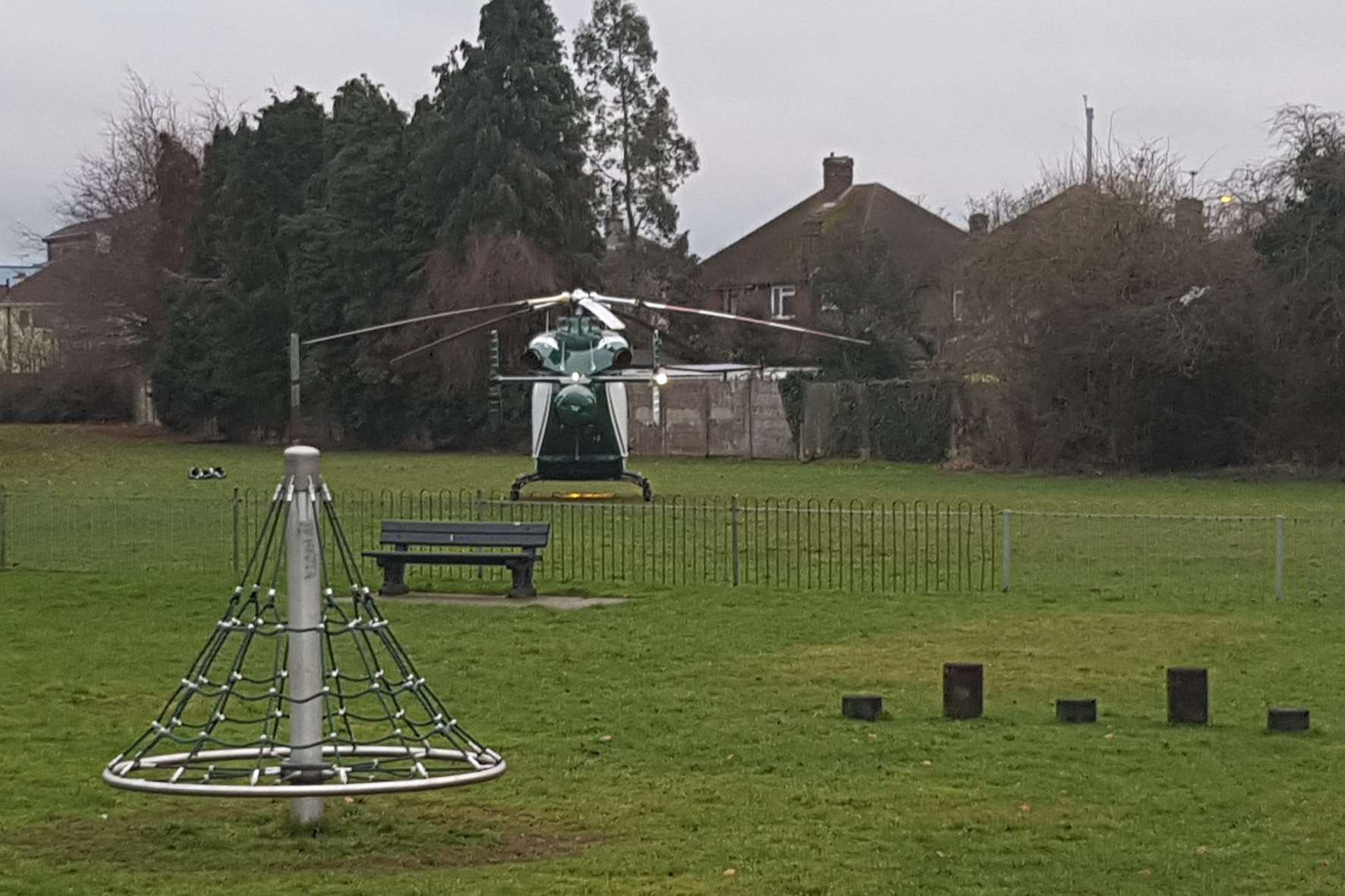 The air ambulance landed in a nearby park. Picture: @BoddinJohn
