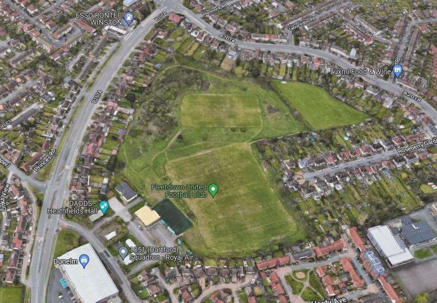 Fleetdown United Football Club play at Heath Lane Open Space.  Image: Google Maps