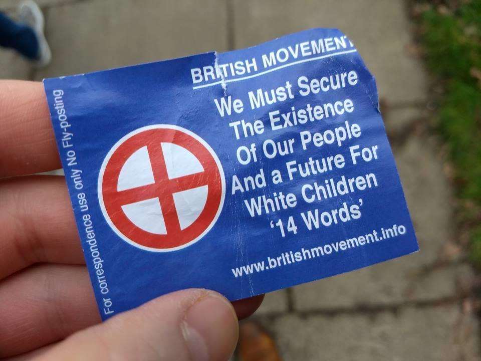 This sticker reads: "We must secure the existence of our people and a future for white children" (7527053)