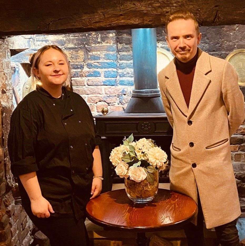 Wayne Curtis, the general manager of the King and Queen in East Malling with chef Chelsey Short