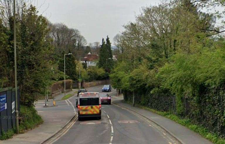 St Stephen's Hill in Canterbury has been closed as emergency works are carried out by South East Water to a burst water main. Picture: Google