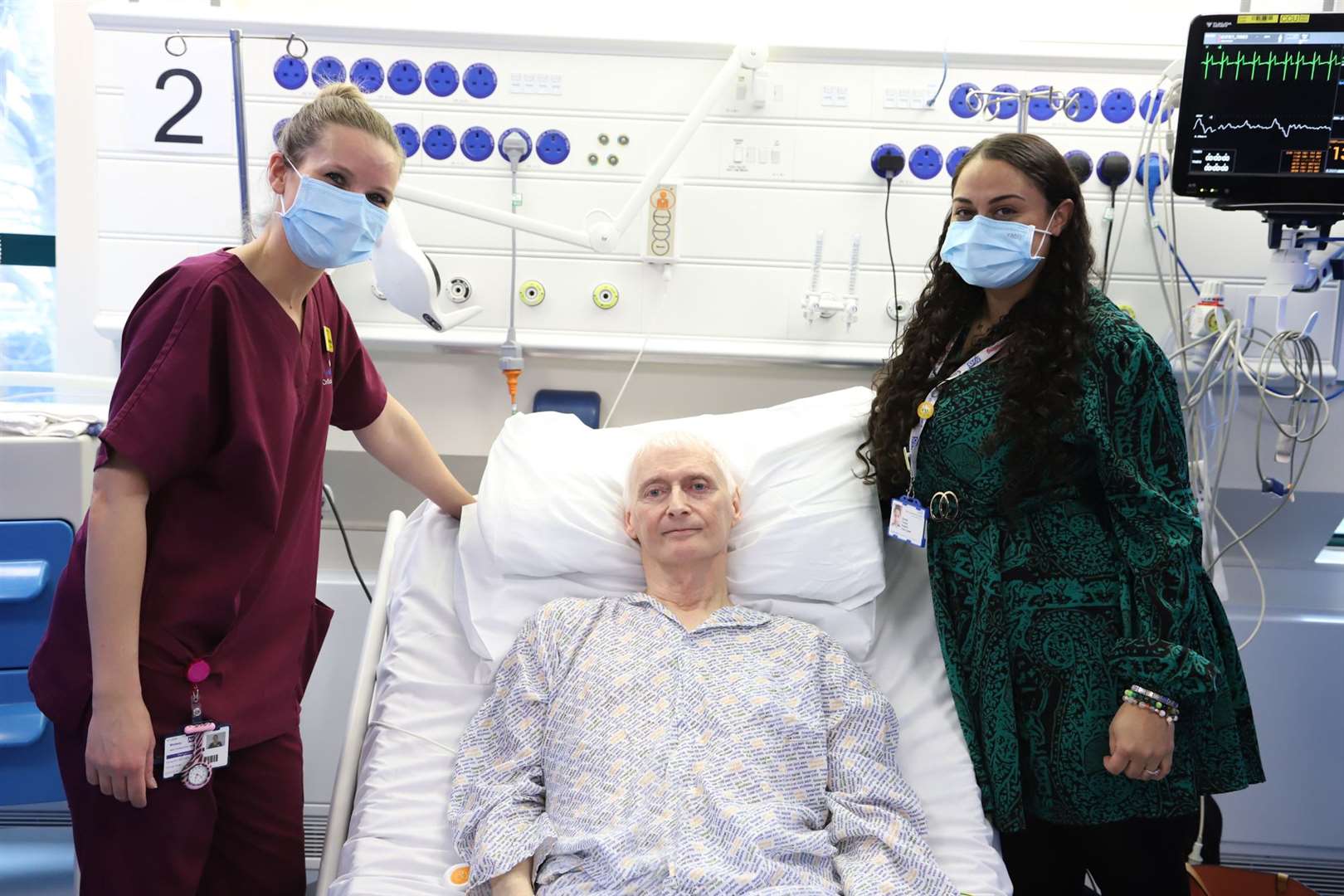 From left: Sam Moynes, who works as Senior Sister for Medway NHS Foundation Trust’s Acute Response Team, with Geof Turner and his daughter Emma Turner. (Picture, Medway NHS Foundation Trust) (63488545)
