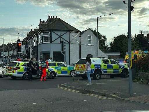 Emergency services were spotted at the junction of Cross Lane West and Cross Lane East in Gravesend