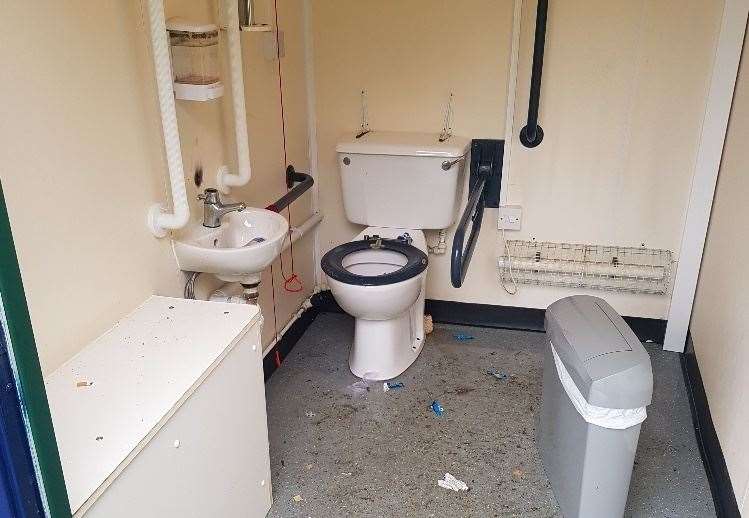 Vandals sprayed highly offensive messages in a loo at Whitstable Cemetery. Photo: Canterbury City Council