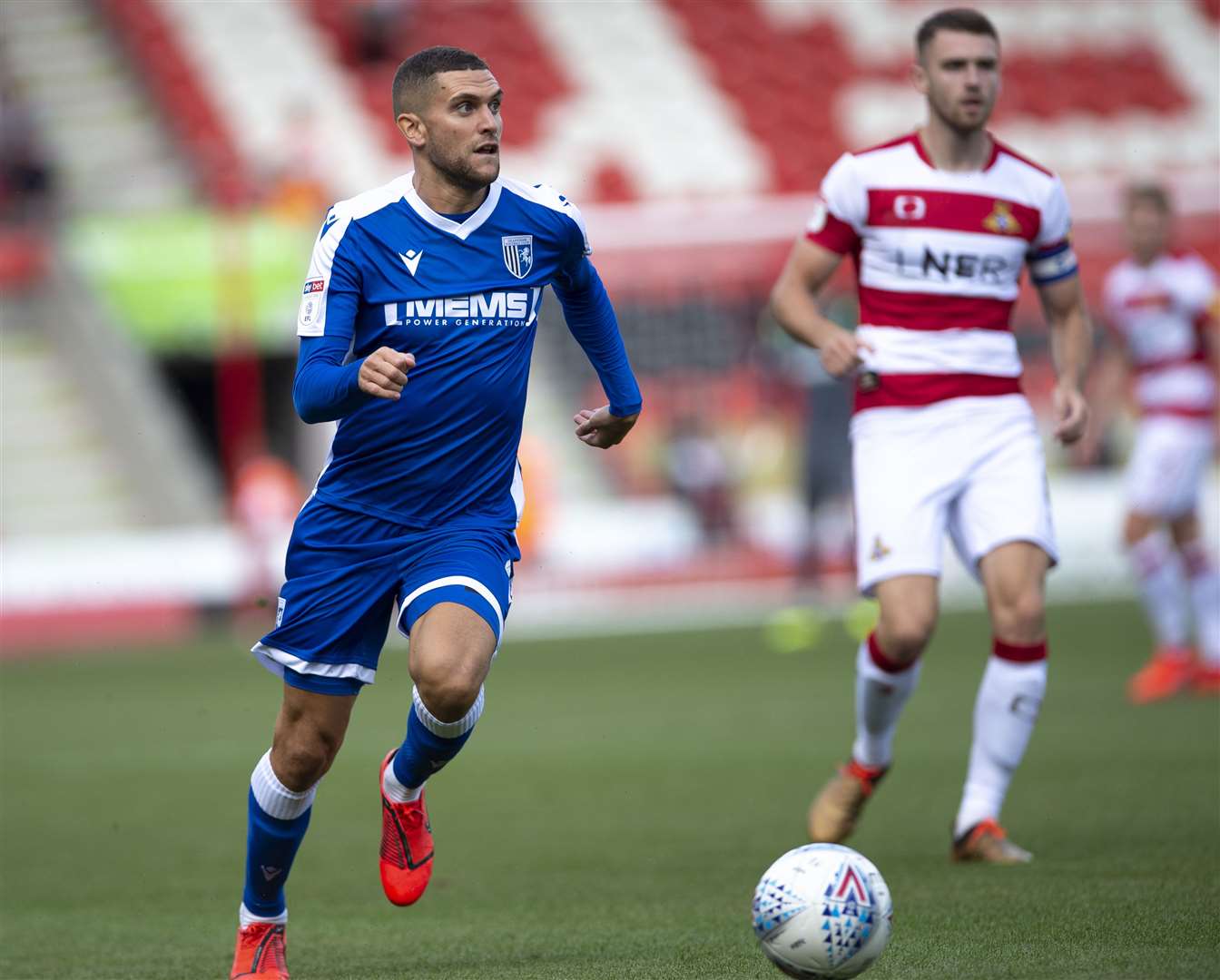 Stuart O’Keefe on the attack for Gillingham at Doncaster Picture: Ady Kerry