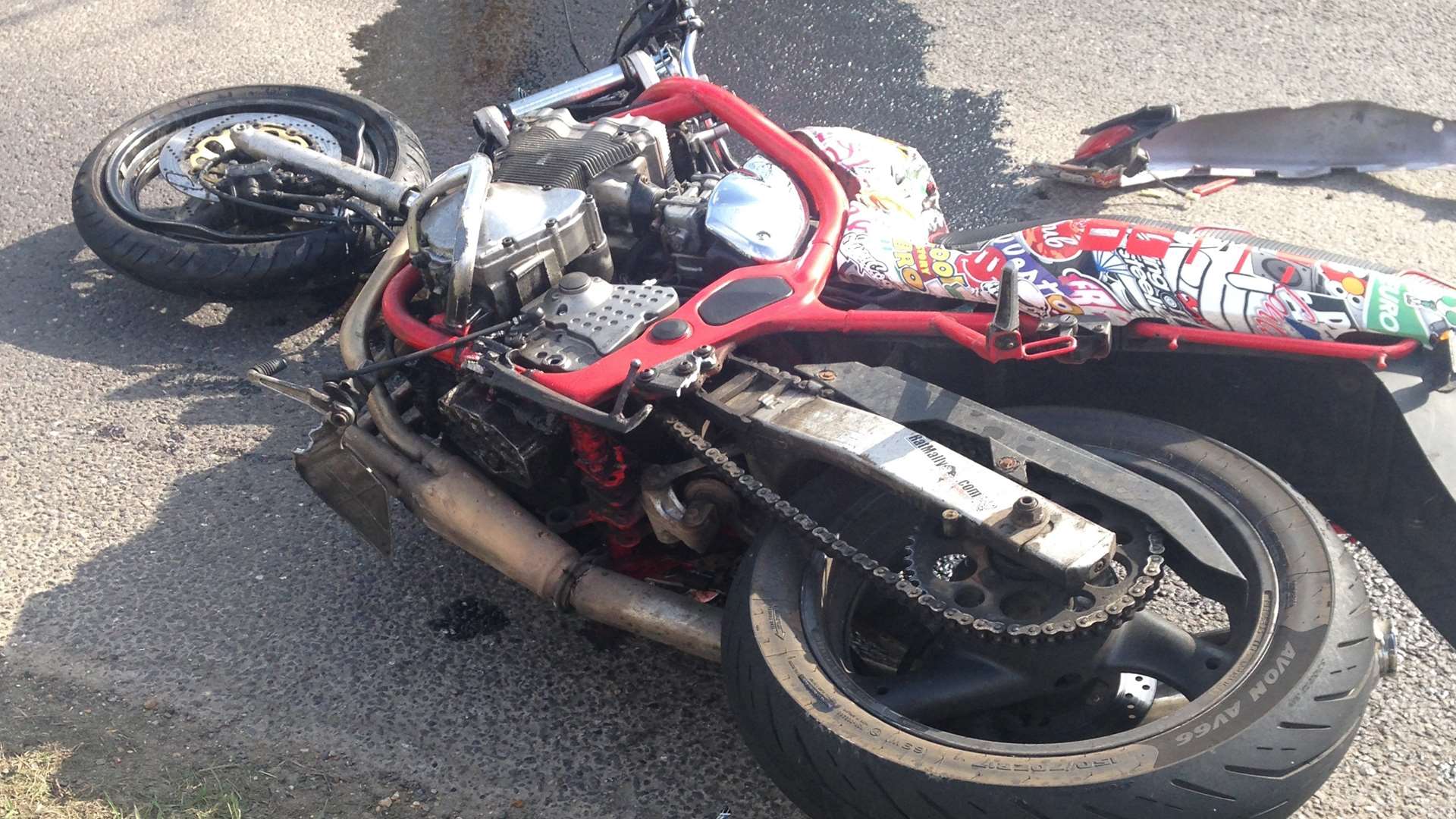 The motorcycle was involved in a head-on crash in Appledore