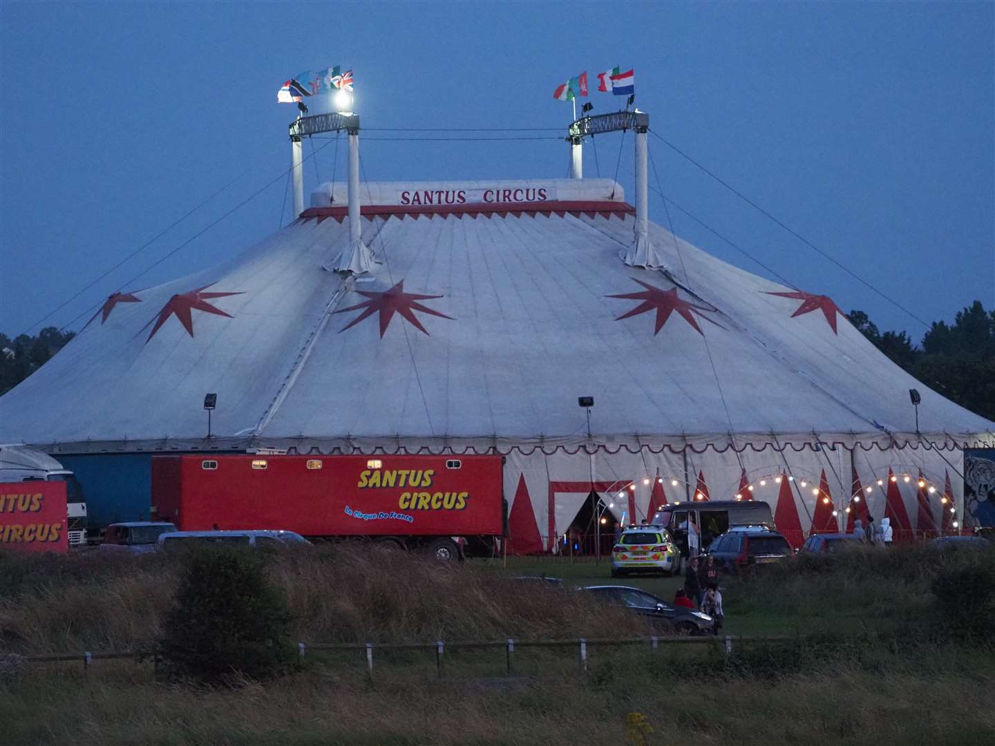 Police and paramedics rushed to the circus after a trapeze artist fell from height. Picture: James Bell