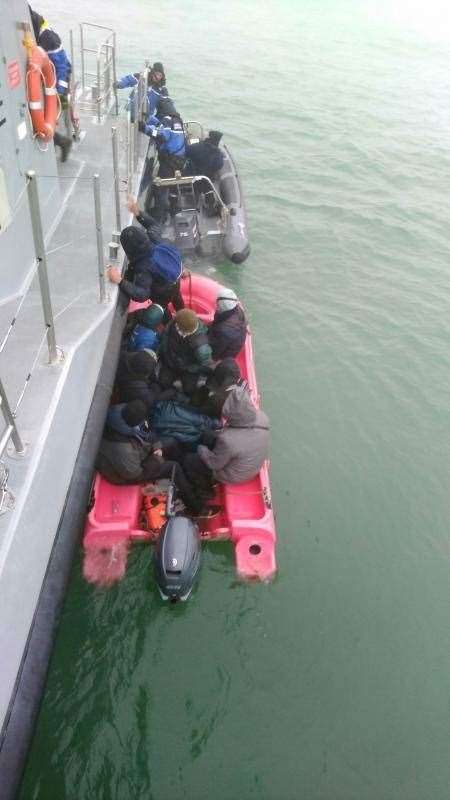 The migrants rescued by French coastguards. Picture: préfecture maritime de la Manche et de la mer du Nord
