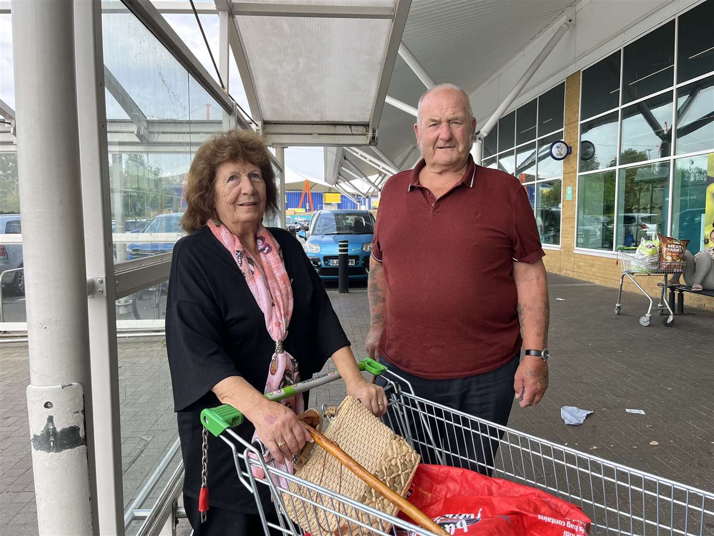 Mary and Tony managed to get hold of a trolley ahead of their shop at the Ashford Asda
