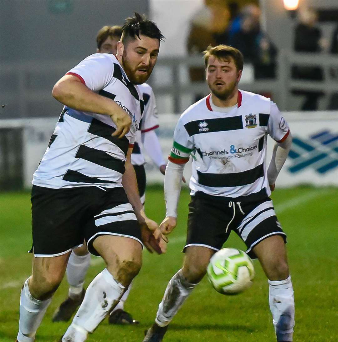 In-form Deal striker Connor Coyne, left, has bagged his 100th goal for the club. Picture: Alan Langley