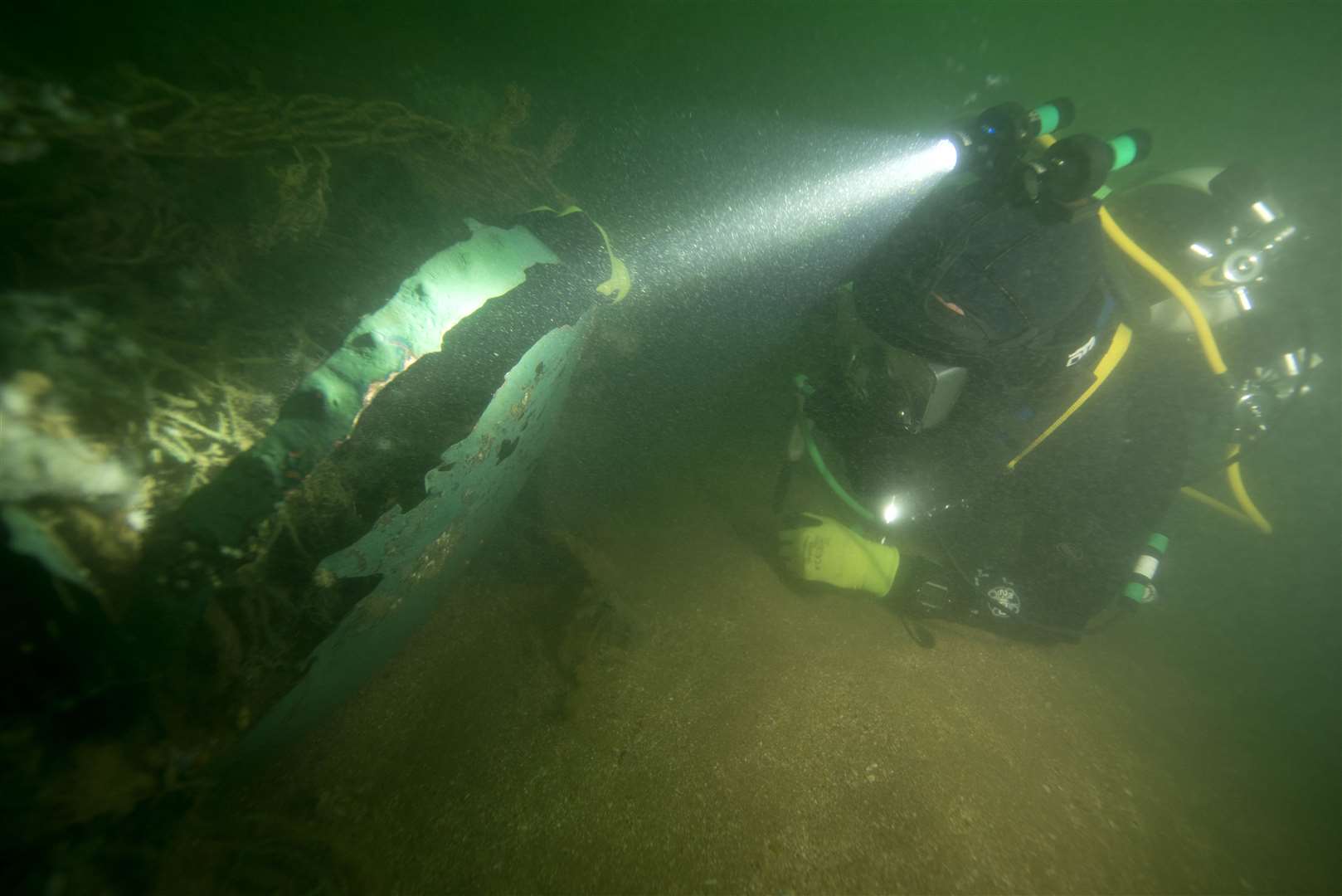 Examining the Northumberland underwater. Picture: Michael Pitts