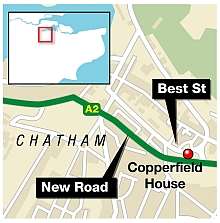 The body was found at a flat at Copperfield House in New Road, Chatham. Graphic: Ashley Austen