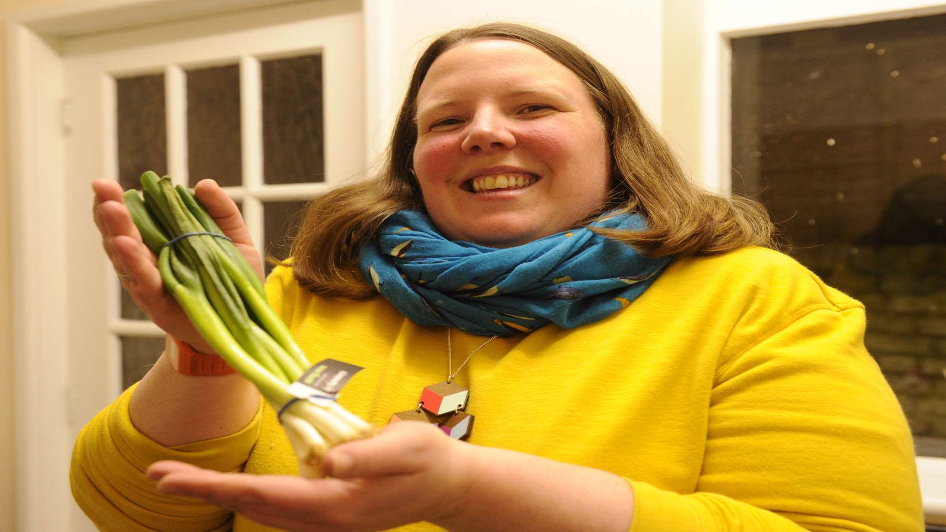 Suzanne Bradish with her beautiful bunch of... spring onions