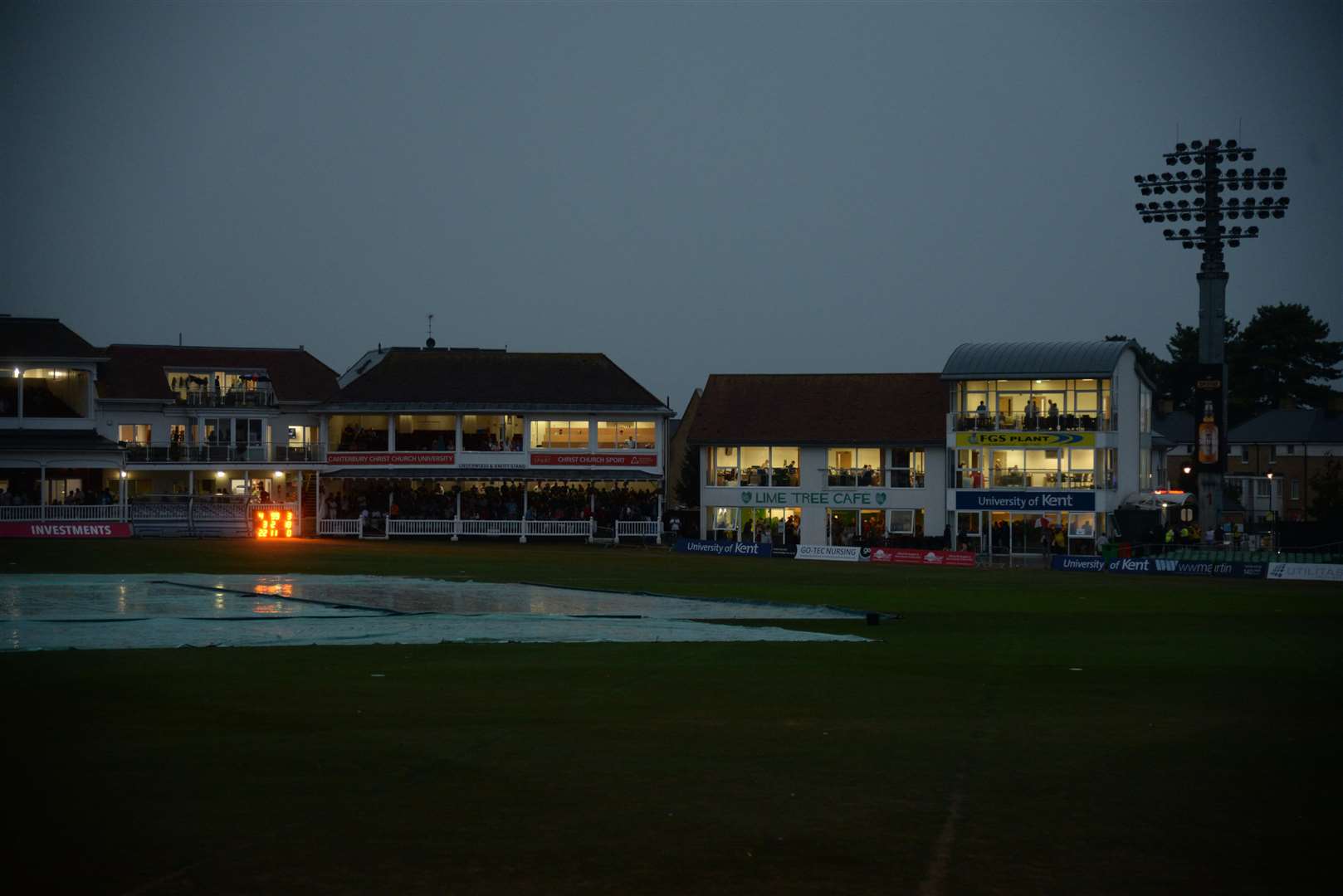 The Spitfire Ground after play was stopped against Sussex on Friday. Picture: Chris Davey.