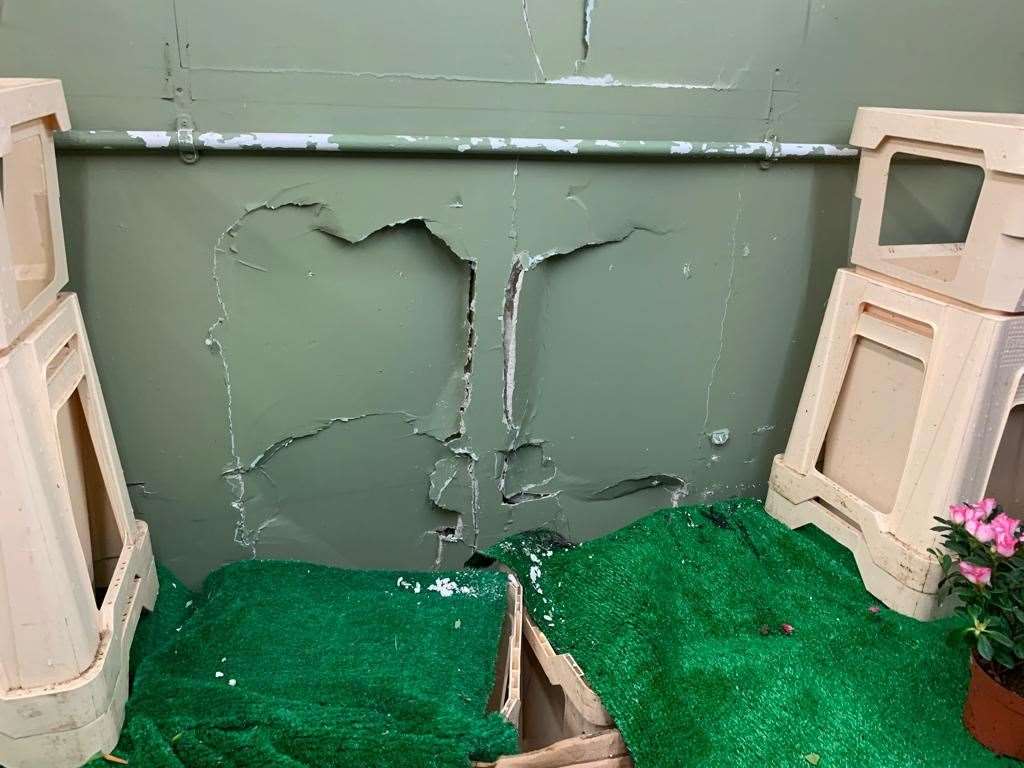 The wall was hit and has cracked. Picture: Jane Saunders