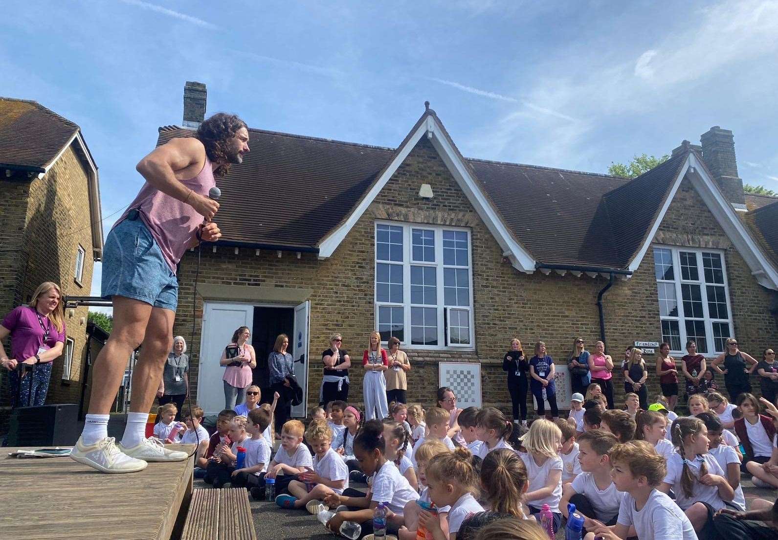 Joe Wicks delighted students at Charlton Church of England Primary School in Dover this morning