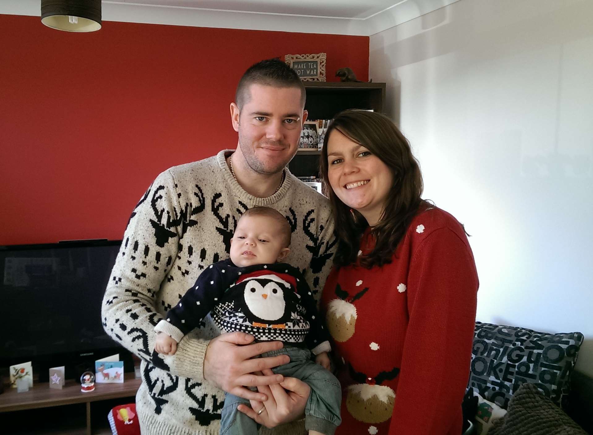 Ross and Polly Wooding with their baby boy Hugo, who has a rare liver disease