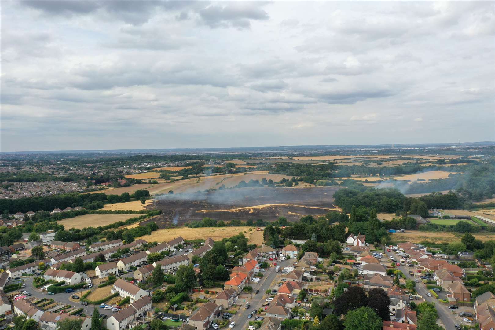 Huge plumes of smoke were seen rising from the field in Swanley. Picture: UKNIP
