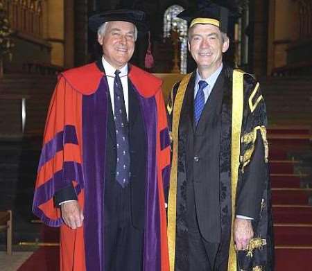 HONOUR: Edwin Boorman, left, with Vice Chancellor David Melville. Picture: GERRY WHITTAKER
