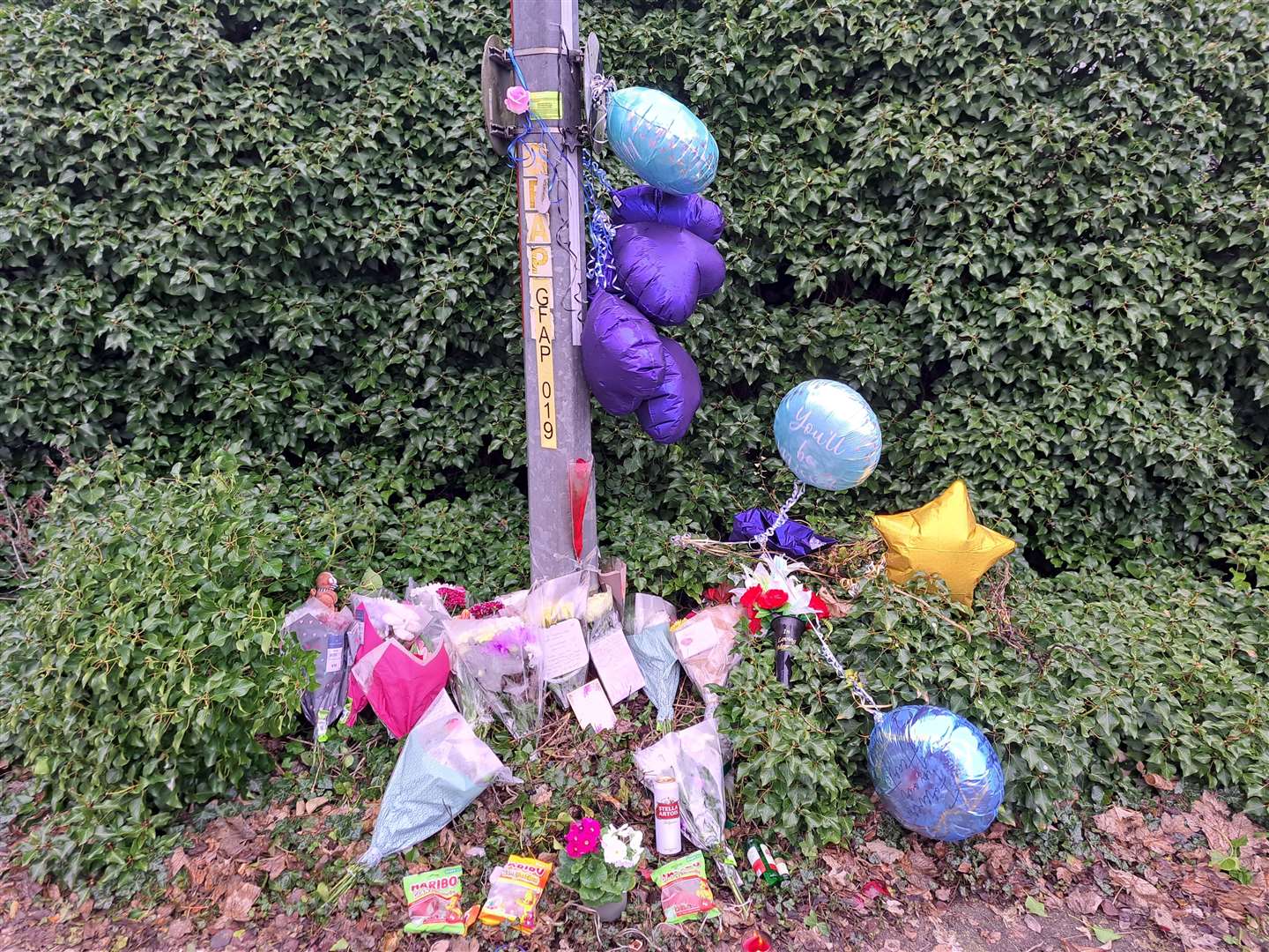 Floral tributes have been left at the scene of the fatal accident
