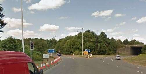 The slip road onto the M20 at Junction 9. Picture: Google