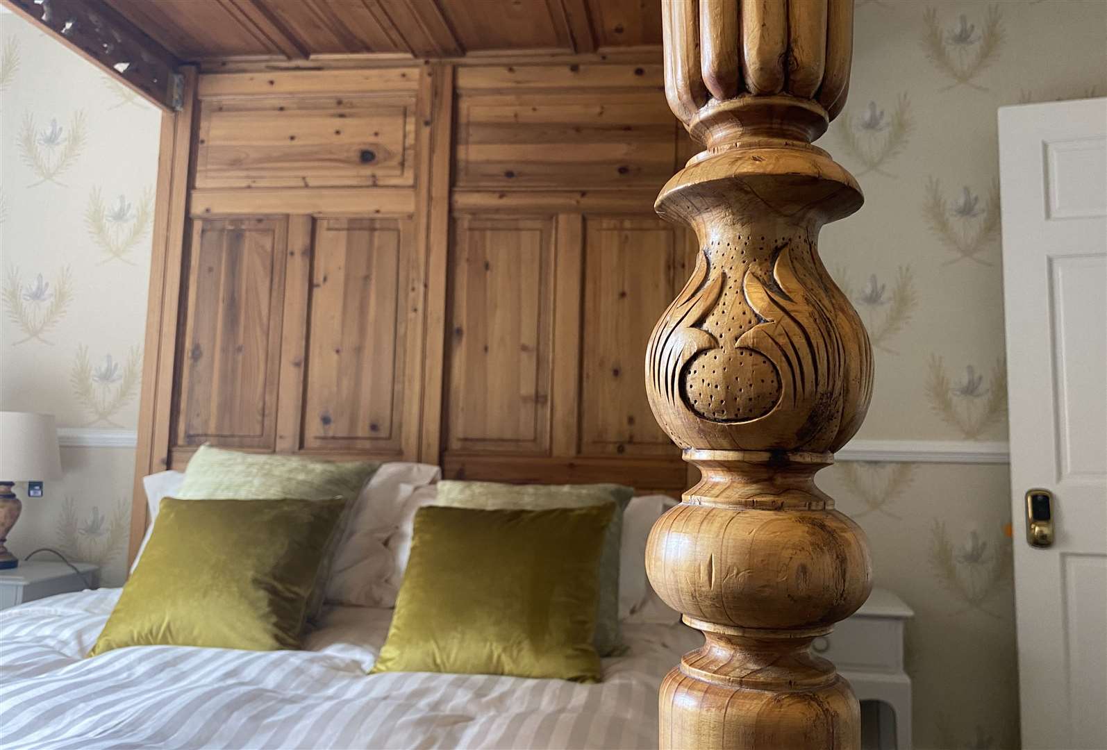 An antique pine bed in one of the rooms has been hand carved, and is around 150 years old