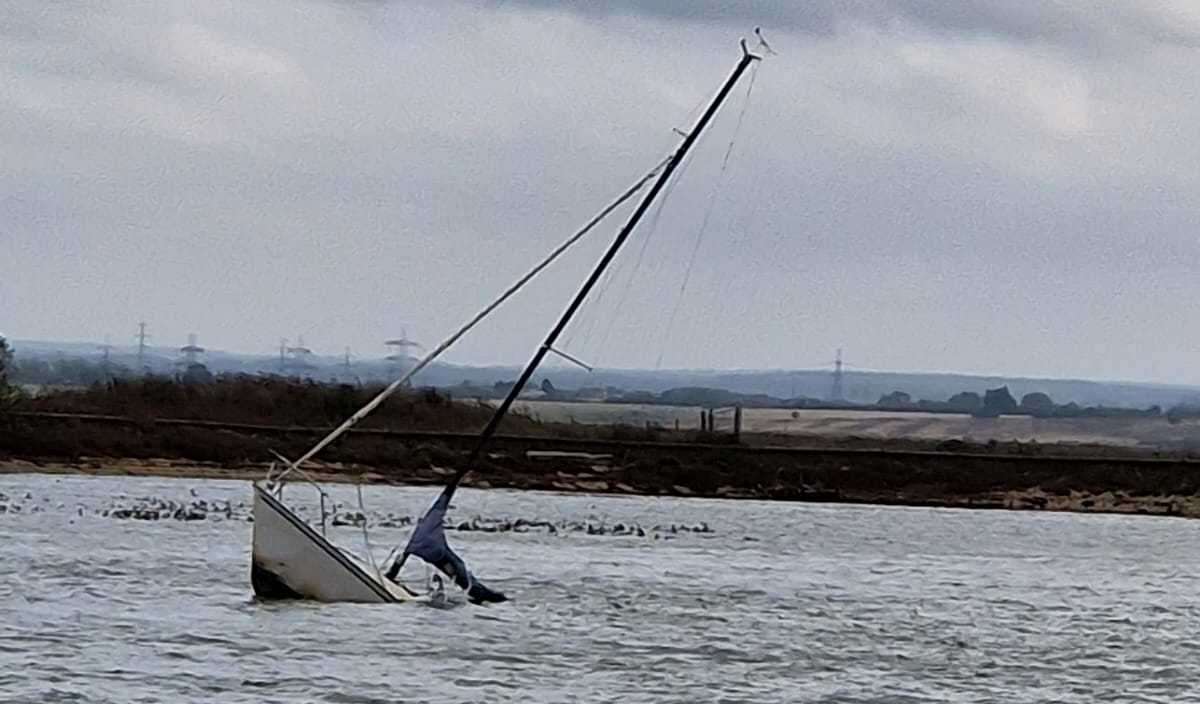 The yacht with Luna and her two owners onboard ended up submerged. Picture: RNLI