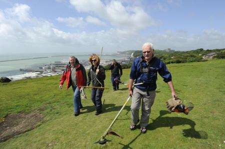 National Trust rangers and volunteers at work on the White Cliffs. Picture: National Trust / Sylvaine Poitau